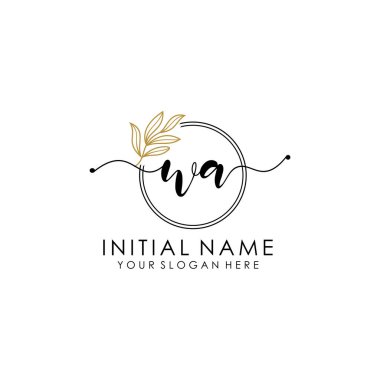 Botanik ve Minimalist Tasarımlı El Yazısıyla WA İlk Logosu
