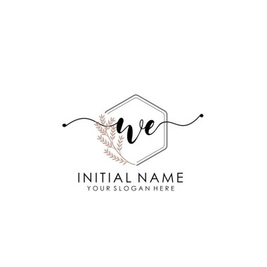 Botanik ve Minimalist Tasarımlı El Yazısıyla WE İlk Logosu