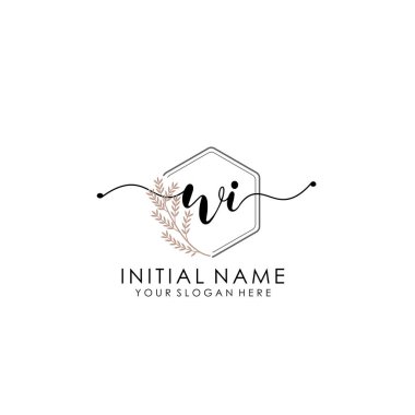 Botanik ve Minimalist Tasarımlı El Yazısıyla WI İlk Logosu