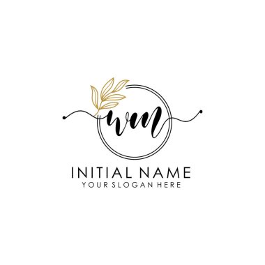 Botanik ve Minimalist Tasarımlı El Yazısıyla WM İlk Logosu