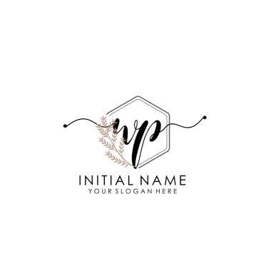 Botanik ve Minimalist Tasarımlı El Yazısıyla WP İlk Logosu