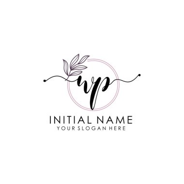 Botanik ve Minimalist Tasarımlı El Yazısıyla WP İlk Logosu