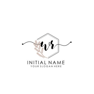 Botanik ve Minimalist Tasarımlı El Yazısıyla WR İlk Logosu