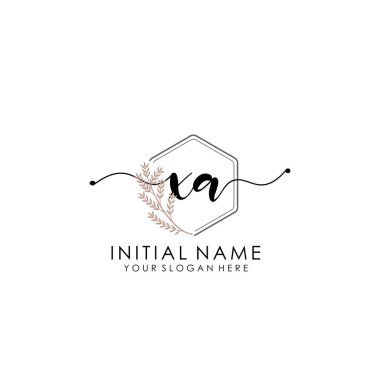 Botanik ve Minimalist Tasarımlı El Yazısıyla XA İlk Logosu
