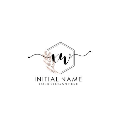 Botanik ve Minimalist Tasarımlı El Yazısıyla XW İlk Logosu