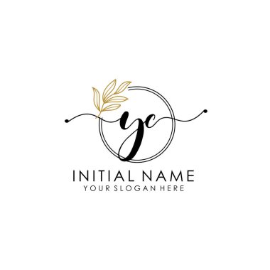 Botanik ve Minimalist Tasarımlı El Yazısıyla YC İlk Logosu