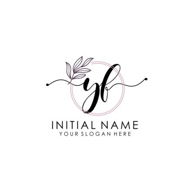 Botanik ve Minimalist Tasarımlı El Yazısıyla YF İlk Logosu