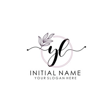 Botanik ve Minimalist Tasarımlı El Yazısıyla YL İlk Logosu
