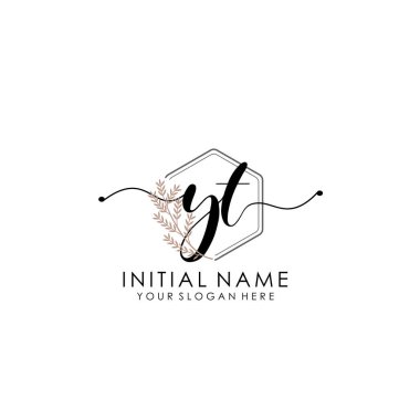 Botanik ve Minimalist Tasarımlı El Yazısıyla YT İlk Logosu