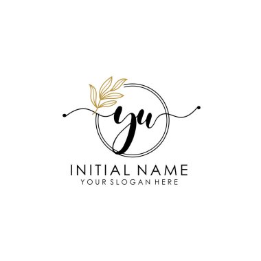 Botanik ve Minimalist Tasarımlı El Yazısıyla YU İlk Logosu