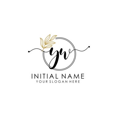 Botanik ve Minimalist Tasarımlı El Yazısıyla YW İlk Logosu