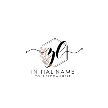 Botanik ve Minimalist Tasarımlı El Yazısıyla ZL İlk Logosu