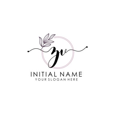 Botanik ve Minimalist Tasarımlı El Yazısıyla ZV İlk Logosu