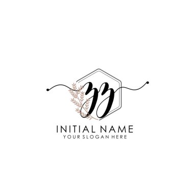 Botanik ve Minimalist Tasarımlı El Yazısıyla ZZ İlk Logosu