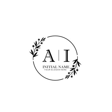 Kişisel ya da Marka İçin AI Minimal Çiçek Monogramı Logosu Koleksiyonu