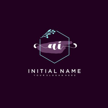 Minimalist Çiçek Baş Logosu, Yapay Zeka Markalaştırma Şablonu