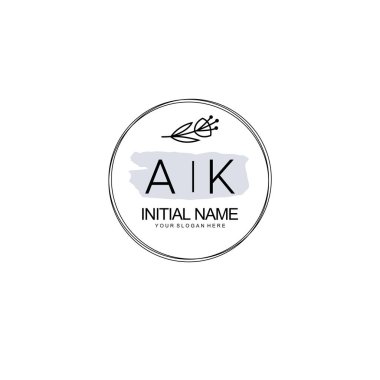 Kişisel ya da Marka İçin AK Minimal Çiçek Monogramı Logosu Koleksiyonu