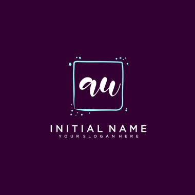 AU Monogramlı Modern Çiçek Baş Logosu