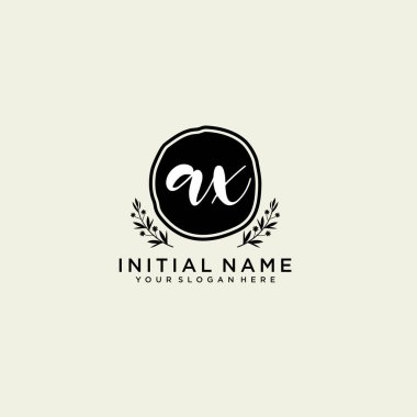 AX Monogramlı Modern Çiçek Baş Logosu