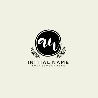 AW Monogramlı Modern Çiçek Baş Logosu