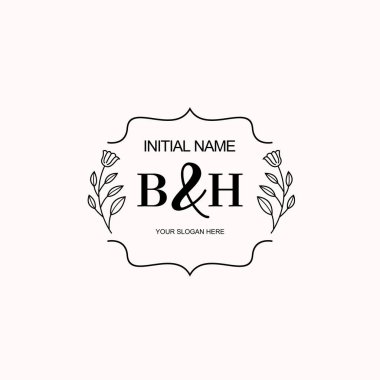 Minimalist Çiçek Baş Logosu, BH Marka Şablonu