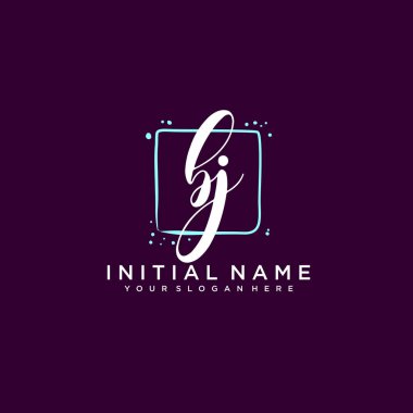 BJ Monogramlı Modern Çiçek Baş Logosu