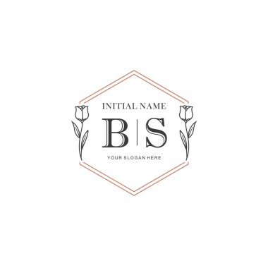 Kişisel ya da Marka İçin BS Minimal Çiçek Monogramı Logosu Koleksiyonu