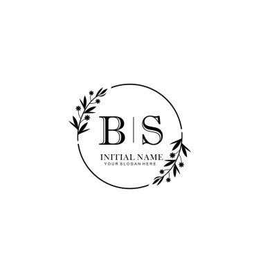 Kişisel ya da Marka İçin BS Minimal Çiçek Monogramı Logosu Koleksiyonu