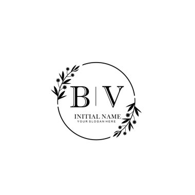 Kişisel ya da Marka İçin BV Minimal Çiçek Logosu Koleksiyonu
