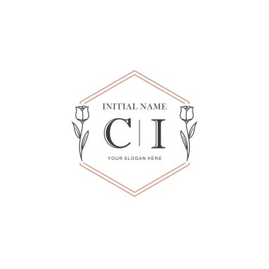 Kişisel ya da Marka İçin CI Minimal Çiçek Monogram Logosu Koleksiyonu