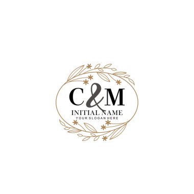 Minimalist Çiçek Baş Logosu, CM Marka Şablonu