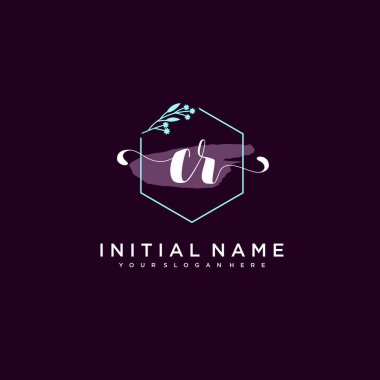 Minimalist Çiçek Baş Logosu, CR Marka Şablonu