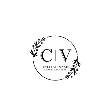 Kişisel ya da Marka İçin CV Minimal Çiçek Monogram Logosu Koleksiyonu