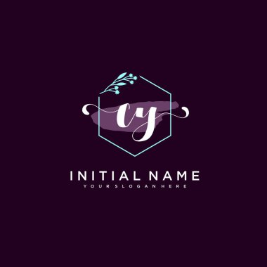 Minimalist Çiçek Baş Logosu, CY Marka Şablonu