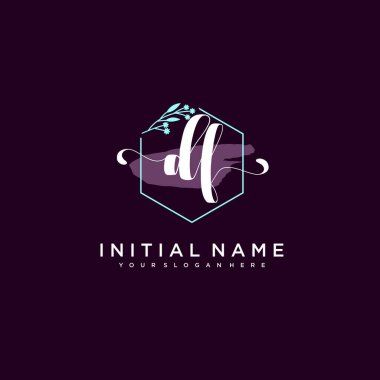 Minimalist Çiçek Baş Logosu, DF Marka Şablonu