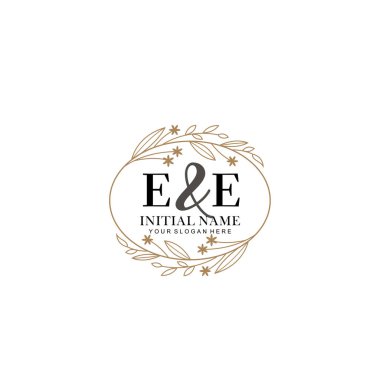 Minimalist Çiçek Baş Logosu, EE Marka Şablonu