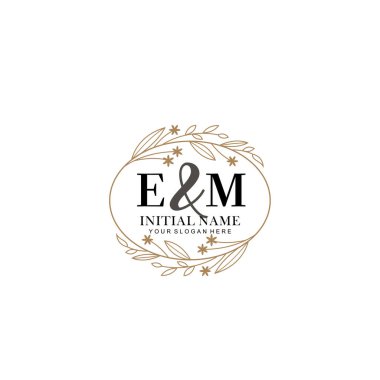Minimalist Çiçek Baş Logosu, EM Marka Şablonu