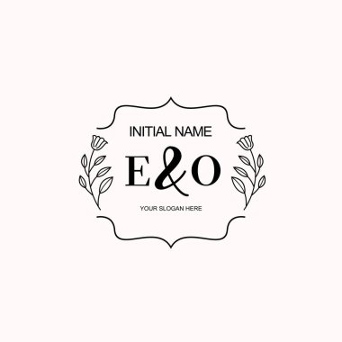 Minimalist Çiçek Baş Logosu, EO Marka Şablonu
