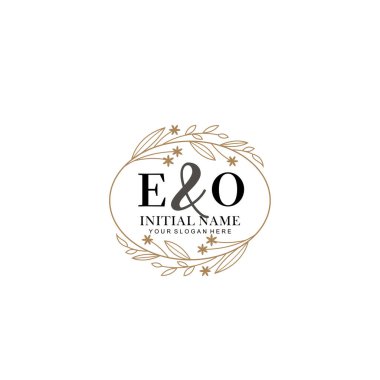 Minimalist Çiçek Baş Logosu, EO Marka Şablonu