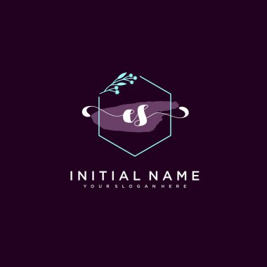 Minimalist Çiçek Baş Logosu, ES Marka Şablonu