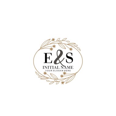 Minimalist Çiçek Baş Logosu, ES Marka Şablonu