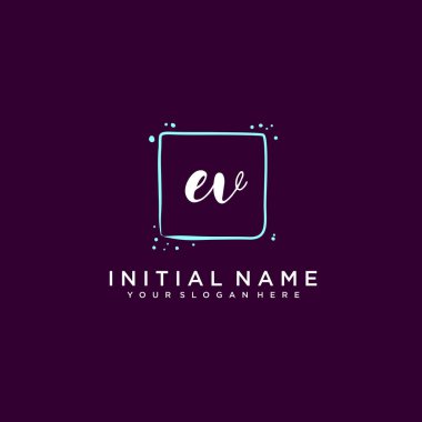 EV Monogramlı Modern Çiçek Baş Logosu