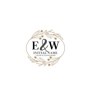 Minimalist Çiçek Baş Logosu, EW Marka Şablonu