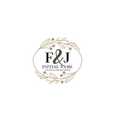 Minimalist Çiçek Baş Logosu, FJ Marka Şablonu