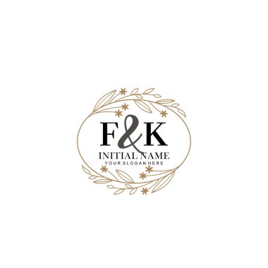 Minimalist Çiçek Baş Logosu, FK Marka Şablonu