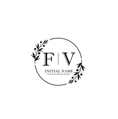 Kişisel ya da Marka İçin FV Minimal Çiçek Monogram Logosu Koleksiyonu