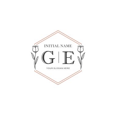 Kişisel ya da Marka İçin GE Minimal Çiçek Monogramı Logosu Koleksiyonu