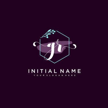 Minimalist Çiçek Baş Logosu, GR Marka Şablonu