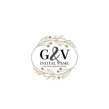 Minimalist Çiçek Baş Logosu, GV Marka Şablonu