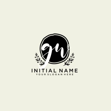 GW Monogramlı Modern Çiçek Baş Logosu
